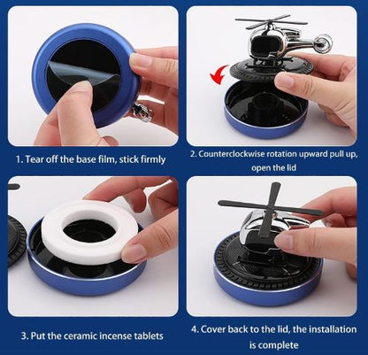 معطر جو للسيارة على شكل مروحية تعمل بالطاقة الشمسية