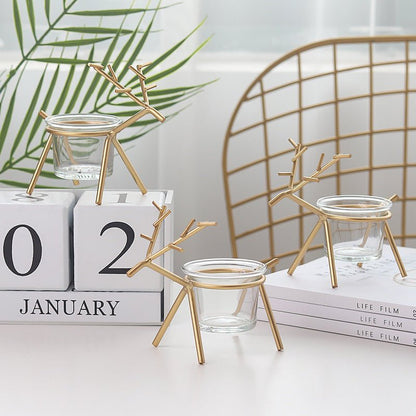 حامل شموع من الحديد المطاوع باللون البني الفاتح