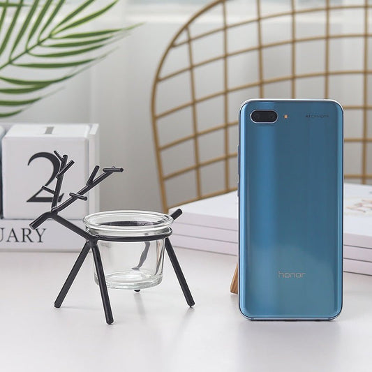 حامل شموع من الحديد المطاوع باللون البني الفاتح